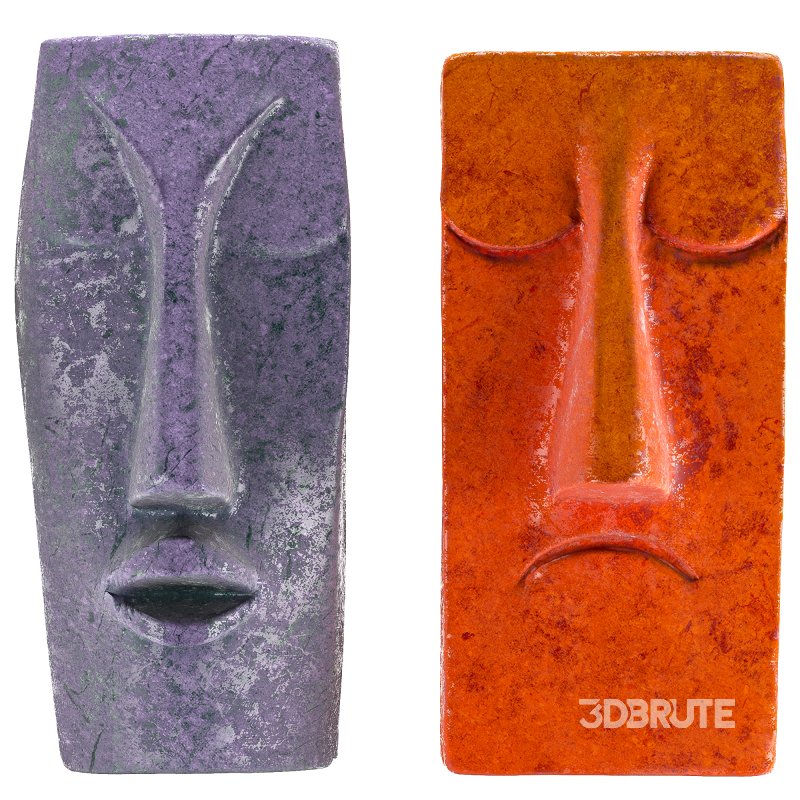 Set of Abstract Face Wall Sculptures Image 5