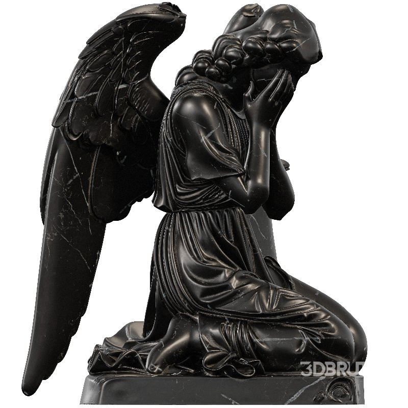 Kneeling Mourning Angel Sculpture Image 2