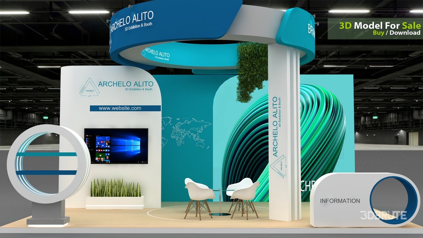 minimal booth 3d model Image 4