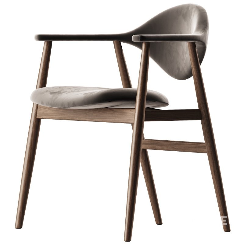 Armlehnstuhl Masculo aus Walnussholz Image 1