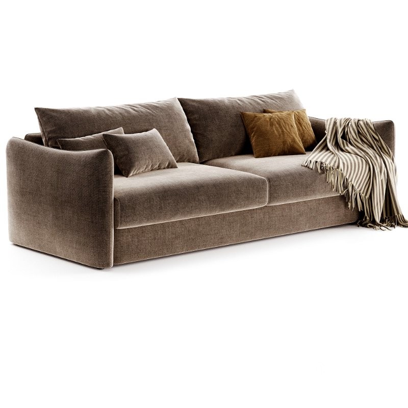 Chelsea Modern Classic Beige Upholstered Cushion Back Sofa Image 1