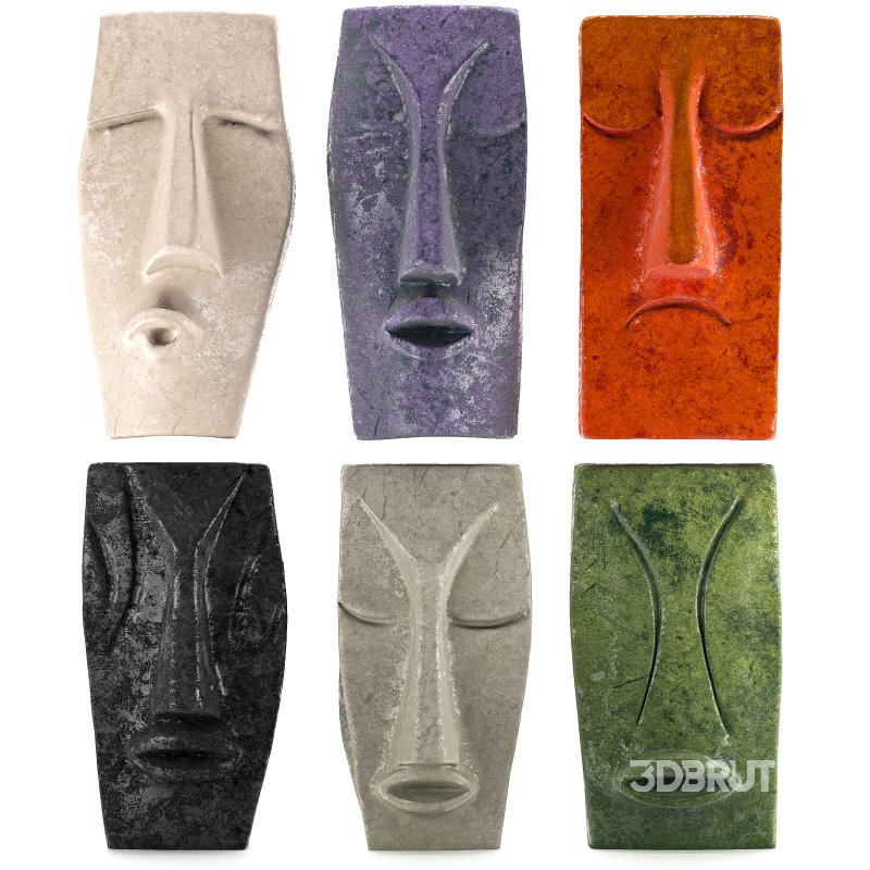 Set of Abstract Face Wall Sculptures Image 1