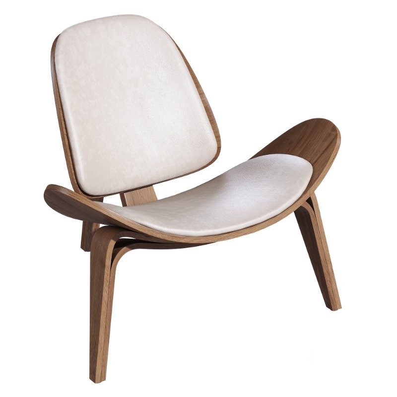 Walnut Leather Tripod Chair Image 1