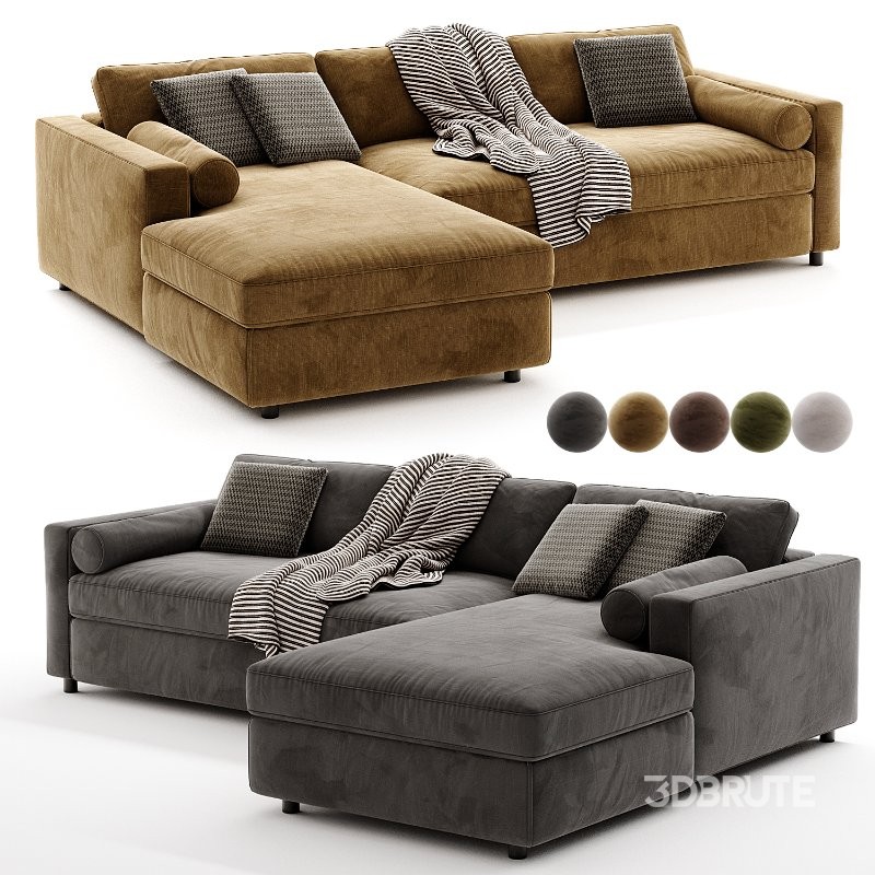 Aris Deep 2-Piece Bench Sectional Sofa with Chaise Lounge Image 1