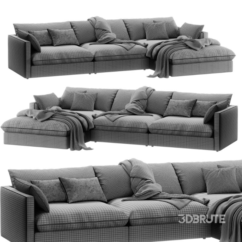 Unwind Modular 3 Piece Slipcovered Chaise Sectional Sofa Image 4