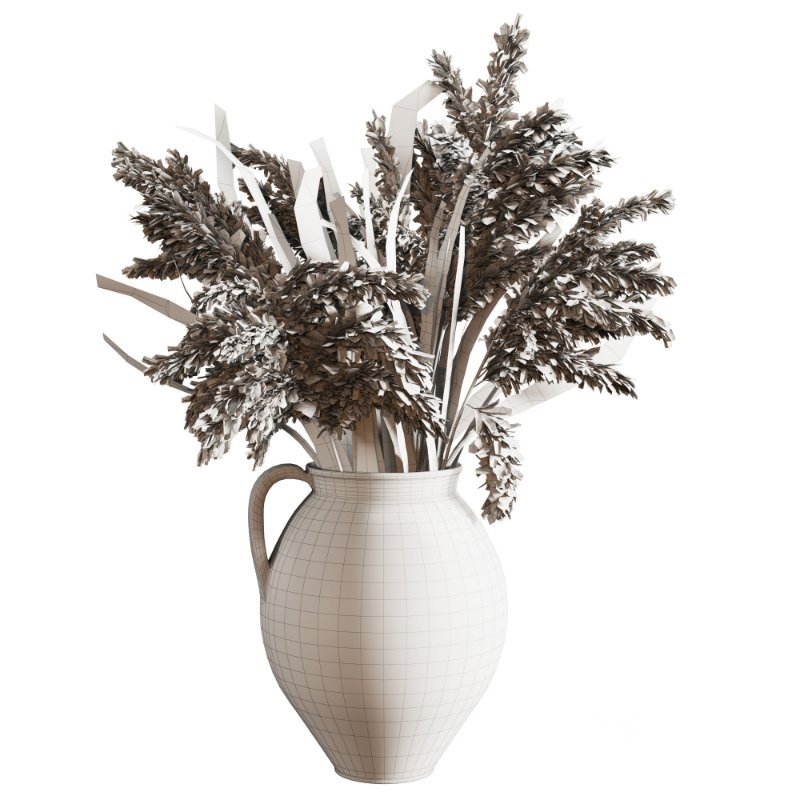 Handcrafted Earthenware Jug with Dried Pampas Image 3