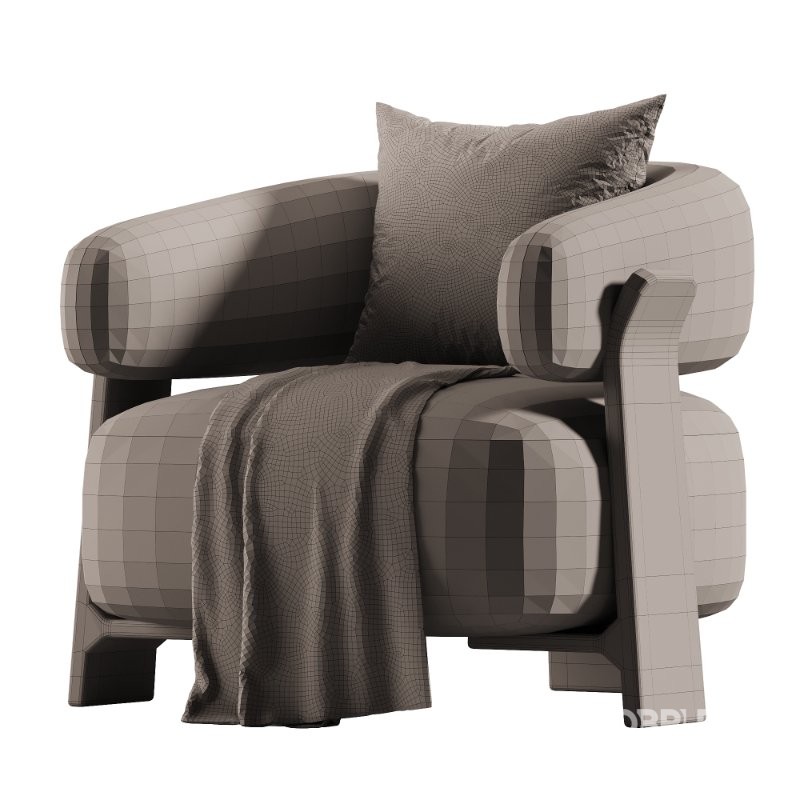 Granite beige chenille armchair Image 3