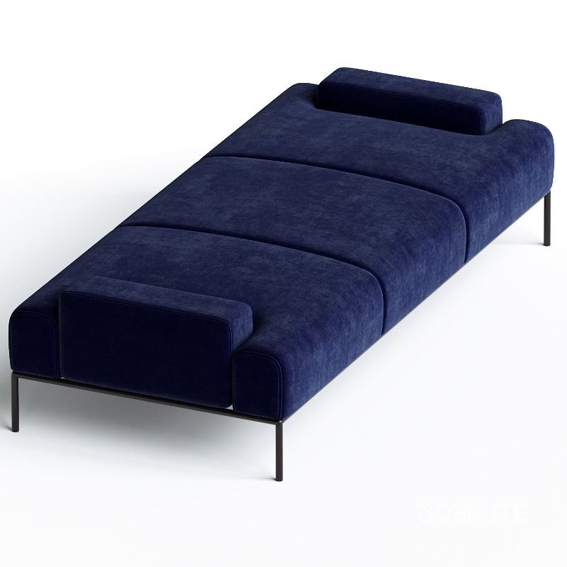 Stiletto Daybed Blue Velvet Channeling tufted wood base oak maple walnut wenge Image 1