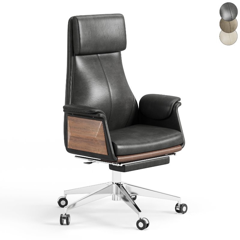 Back Adjustable Swivel Black Executive Chair Image 5