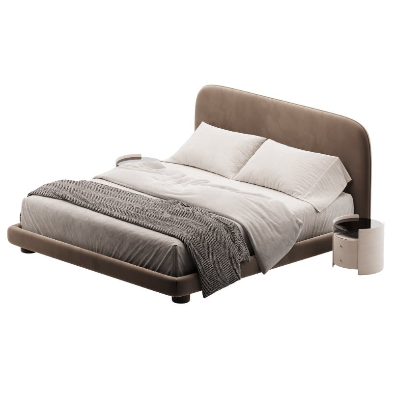 Flore Boucle Round Shaped Headboard Bed Frame Image 5