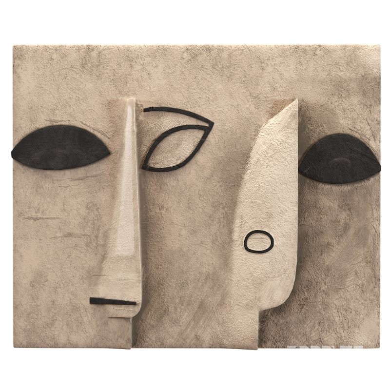 Minimalist Abstract Face Relief Cream Black Image 4