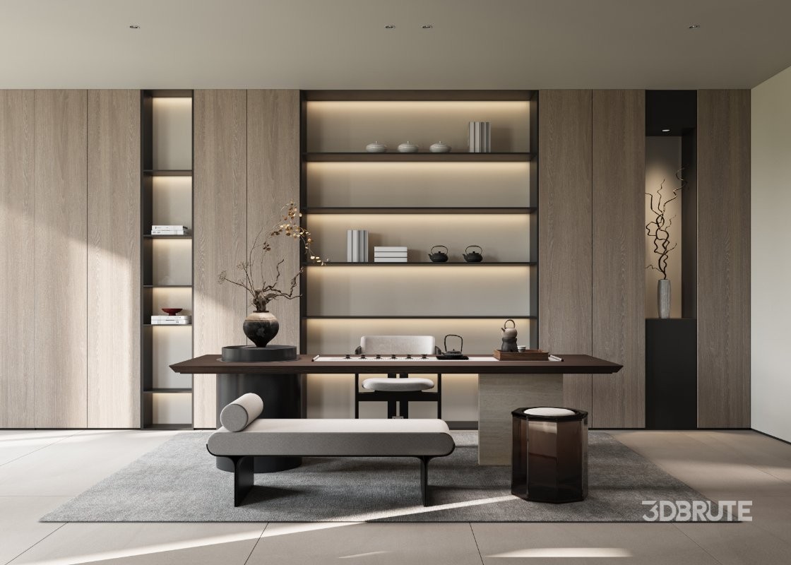 Modern living room and dining room interior scene Image 8