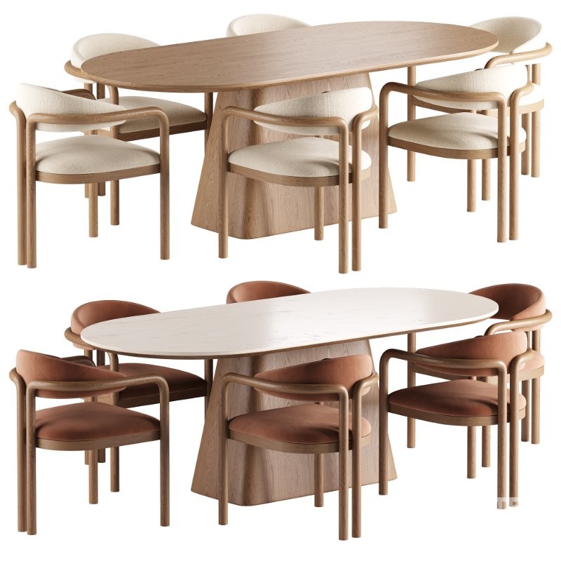 Palermo Fabric Dining Chair and Thorsten Dining Table Image 1