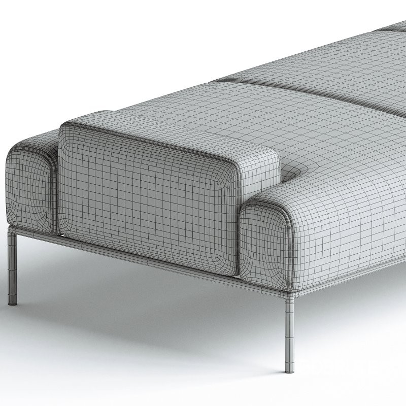 Stiletto Daybed Blue Velvet Channeling tufted wood base oak maple walnut wenge Image 3