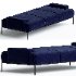 Stiletto Daybed Blue Velvet Channeling tufted wood base oak maple walnut wenge - Thumbnail 2