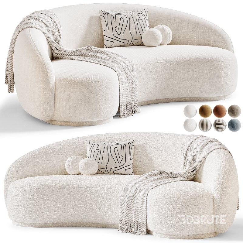 Boucle Curved Sofa Image 5
