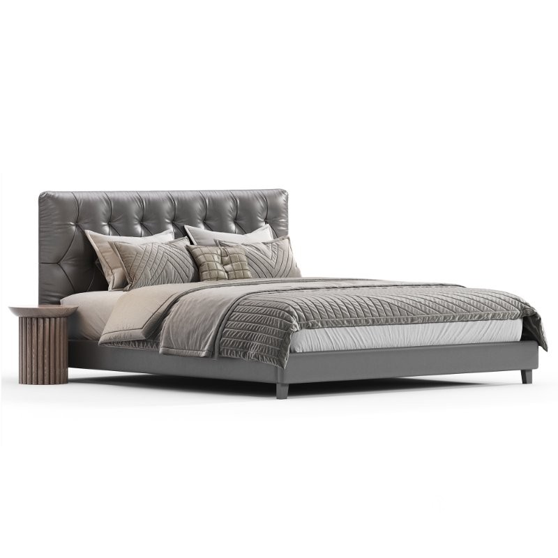 Aleahya Vegan Leather Platform Bed Image 1