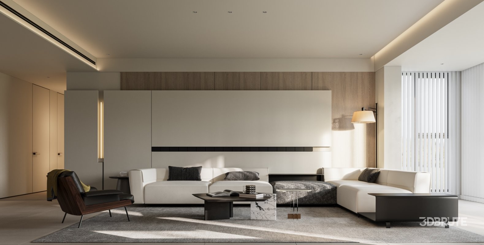 Modern living room and dining room interior scene Image 9