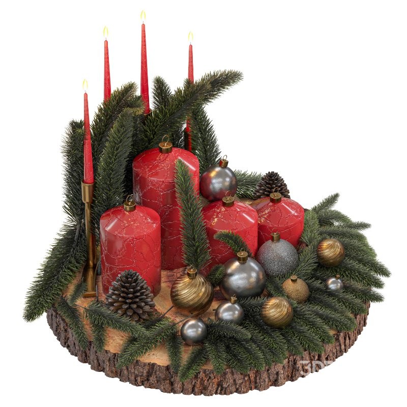Christmas Interior Decor Set 3D Model Set 01 Image 1