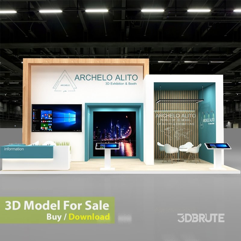 minimal exhibition booth 3d model Image 2