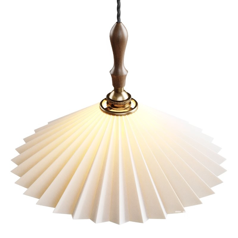 Vintage Pleated Pendant Lampshade Chandelier Image 7