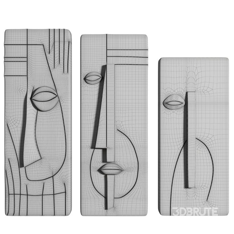 Minimalist Abstract Face Relief Wall Sculptures Image 5
