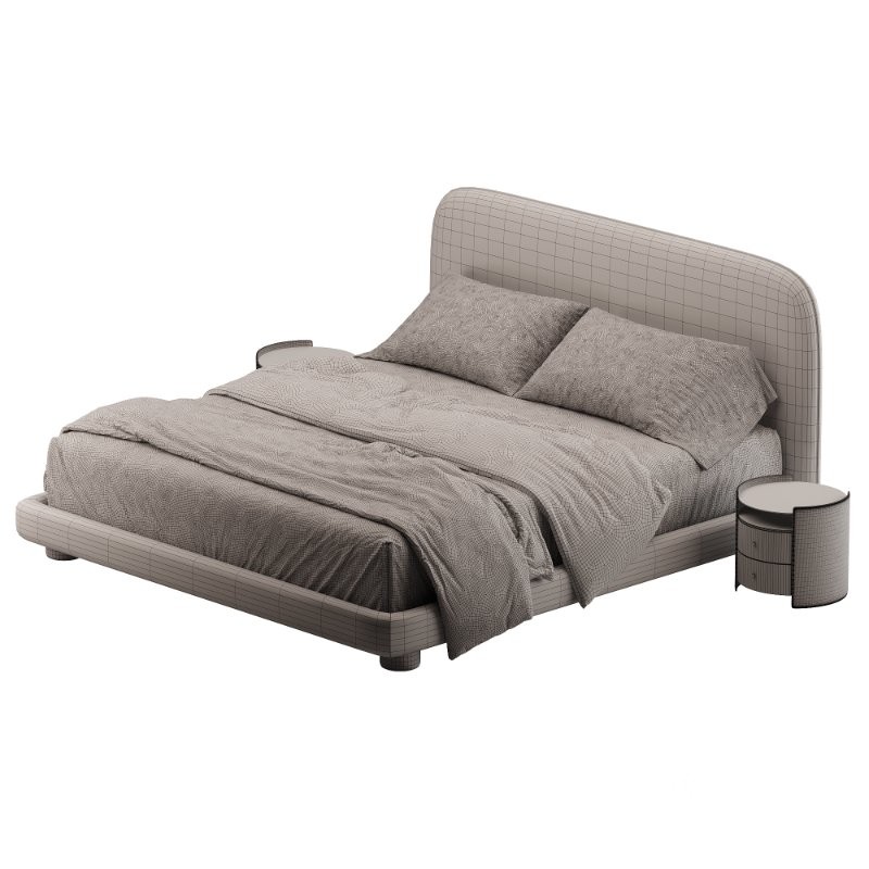 Flore Boucle Round Shaped Headboard Bed Frame Image 6