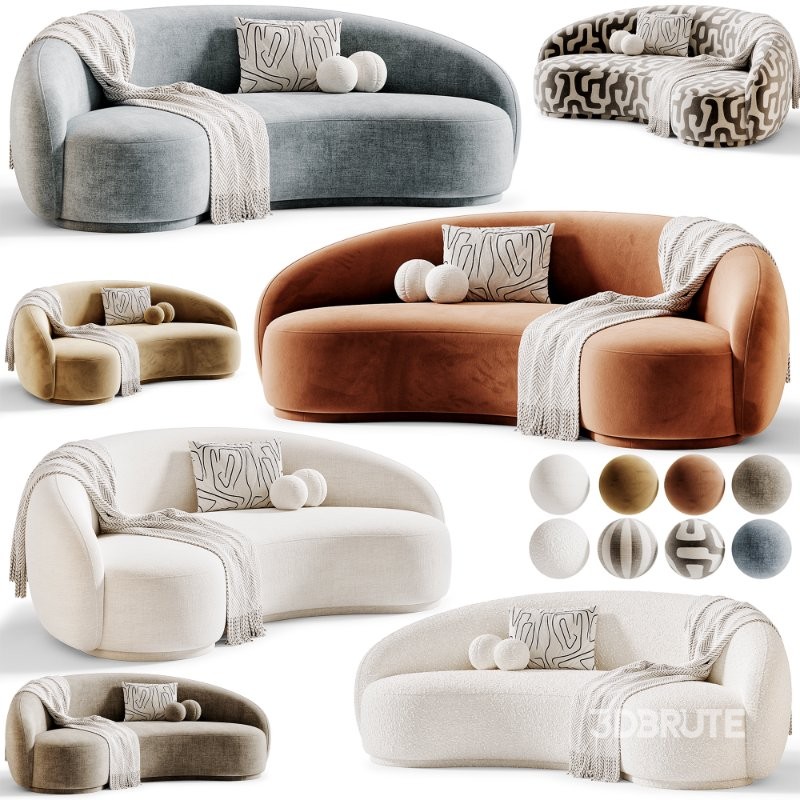 Boucle Curved Sofa Image 1