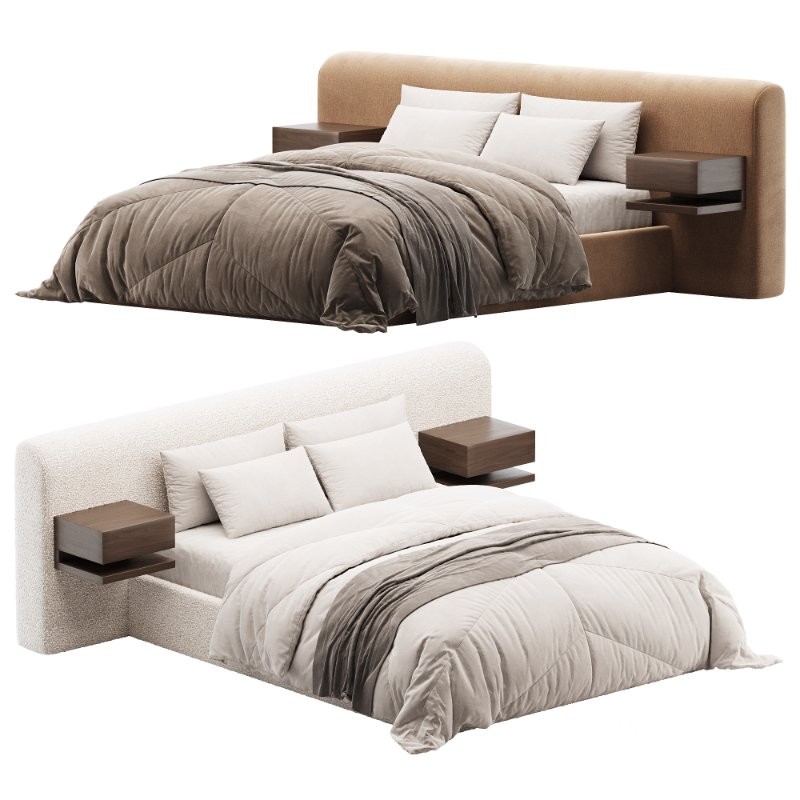 Riviera Isabelline White Fabric Queen Bed Image 1