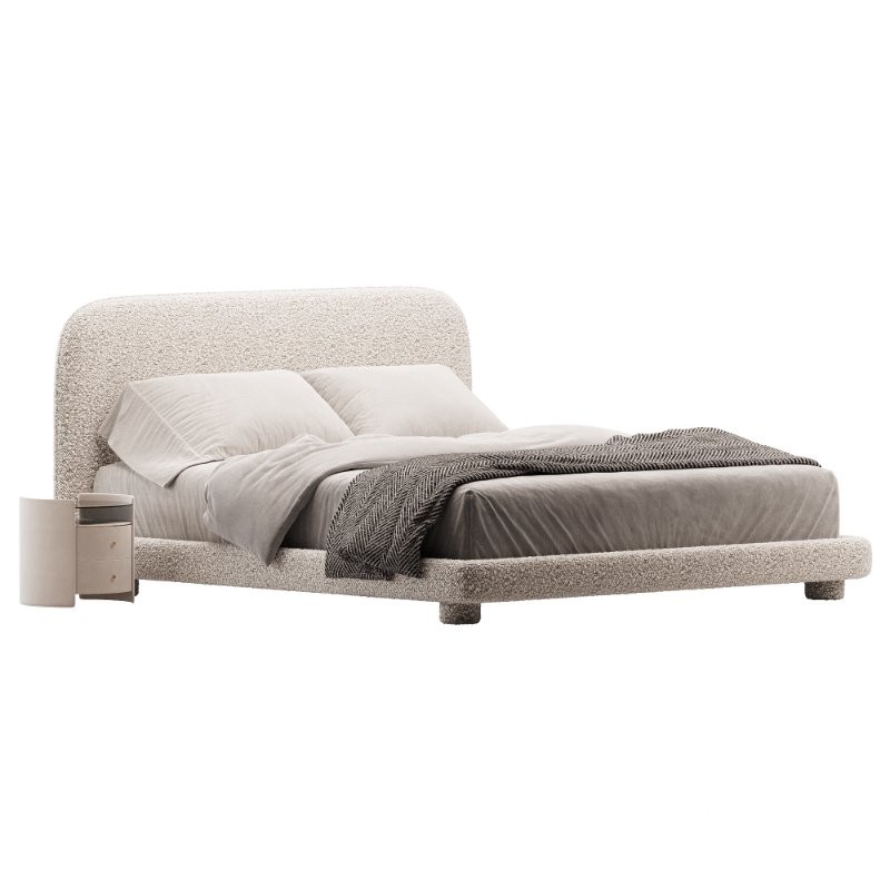Flore Boucle Round Shaped Headboard Bed Frame Image 3