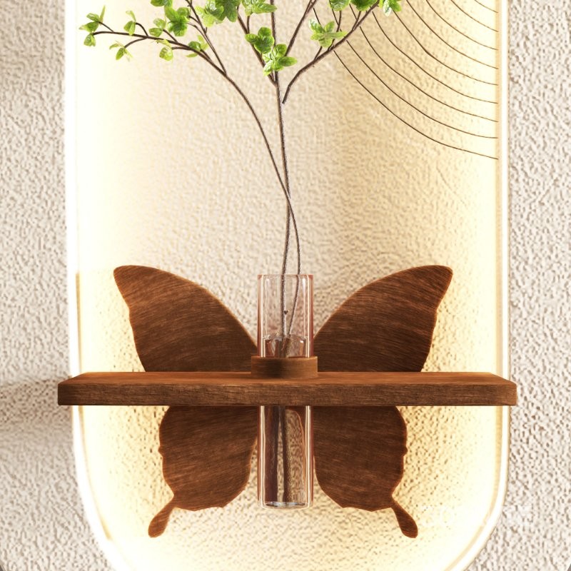 Wall Niche Decor Butterfly Shelf Green Branch Image 5