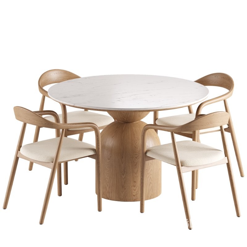 Noris Fabric Dining Chair and Sigrid Dining Table Image 6