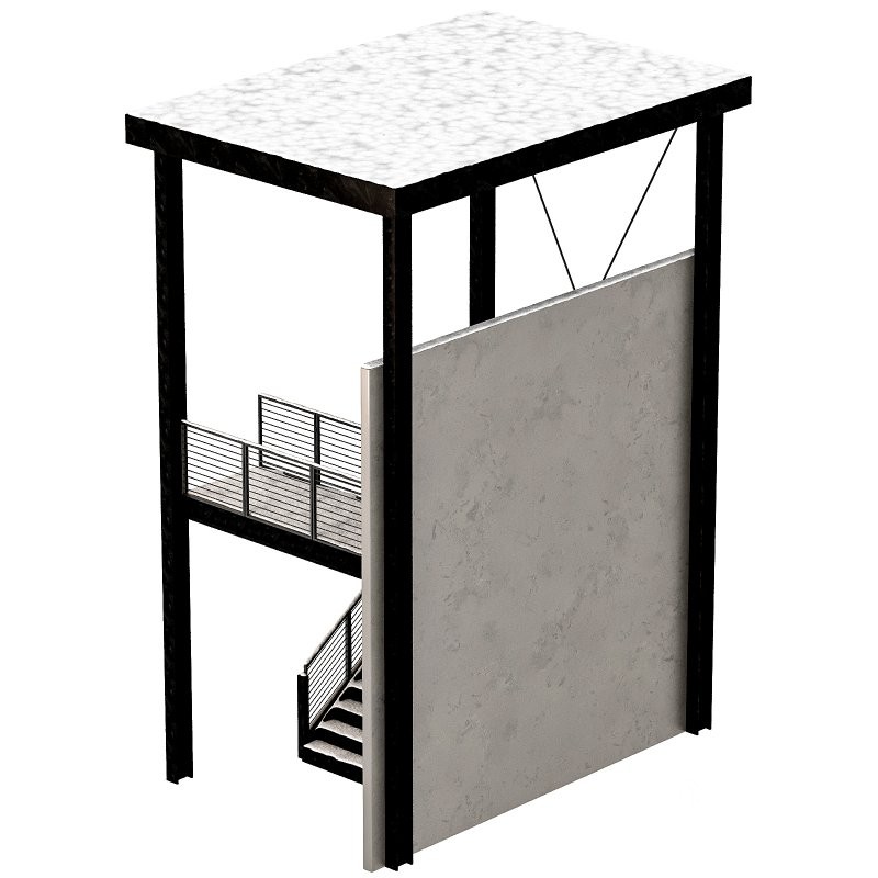 Snowy Factory Staircase Image 1