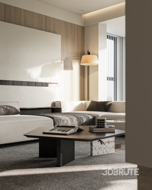 Modern living room and dining room interior scene Image 5