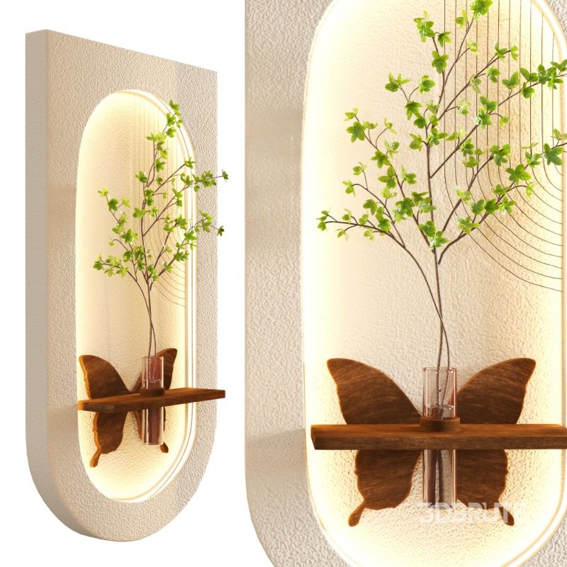 Wall Niche Decor Butterfly Shelf Green Branch Image 2