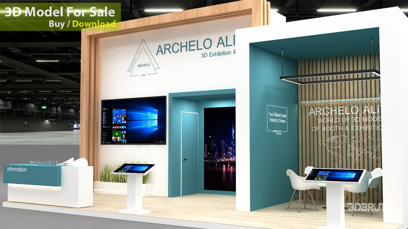 minimal exhibition booth 3d model Image 6