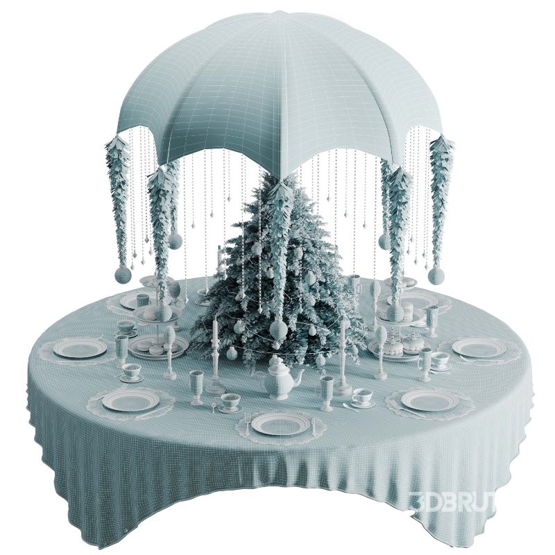 Christmas Tree Centerpiece Round Table 3D Image 7