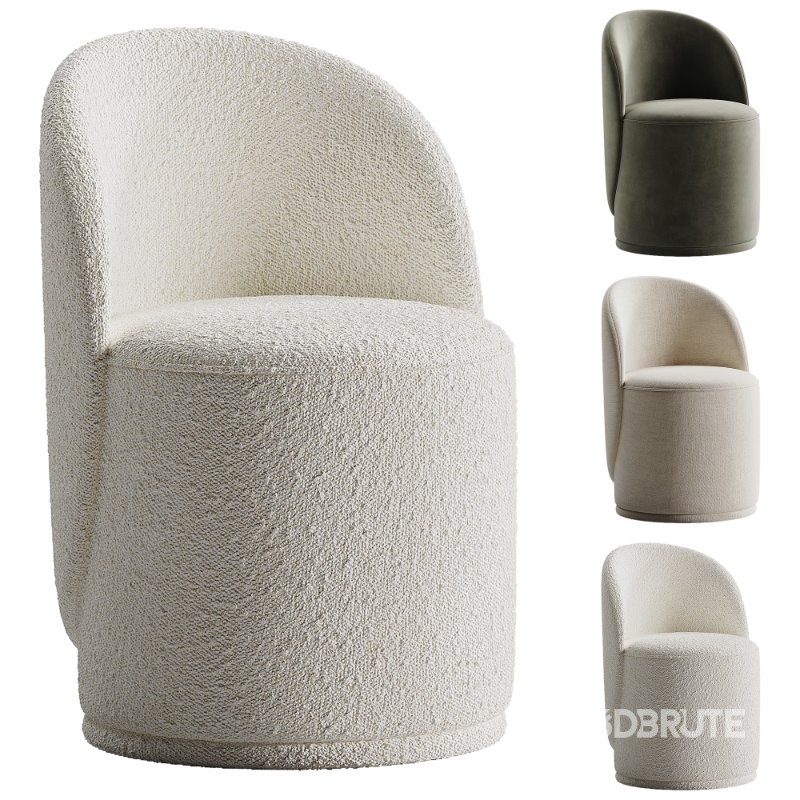 Loreen pouf with a rotating back boucle white Image 3