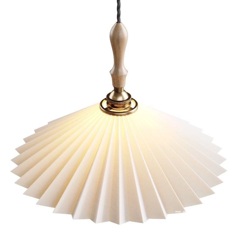 Vintage Pleated Pendant Lampshade Chandelier Image 3