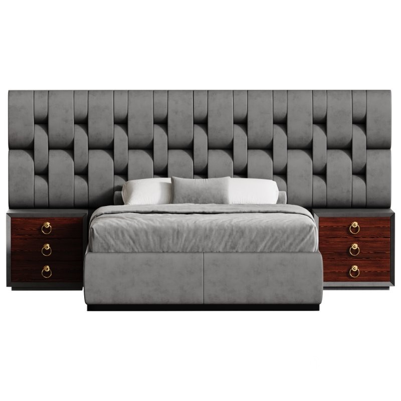 Contemporary Black Wood Queen Bed Image 5