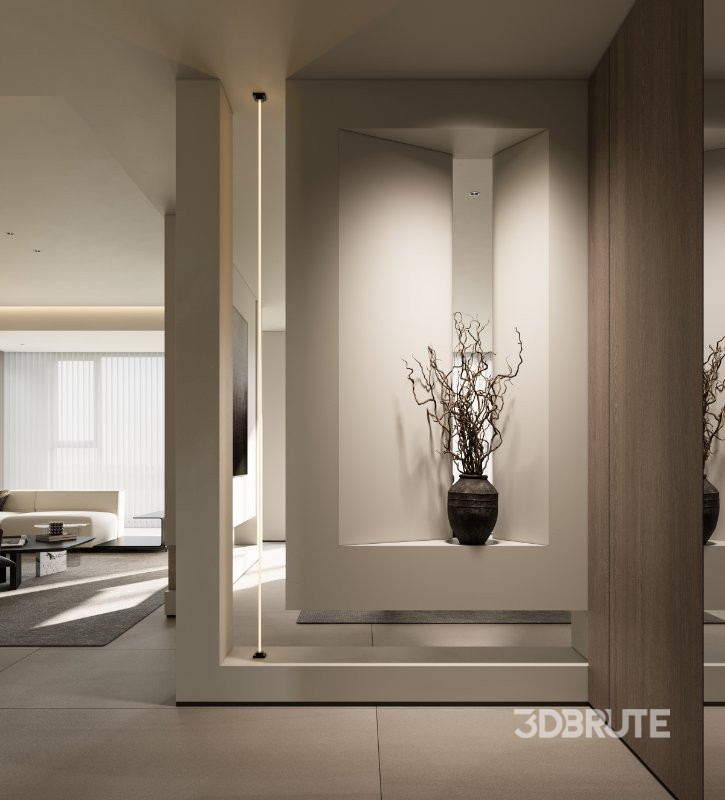 Modern living room and dining room interior scene Image 2