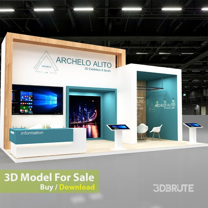 minimal exhibition booth 3d model Image 4