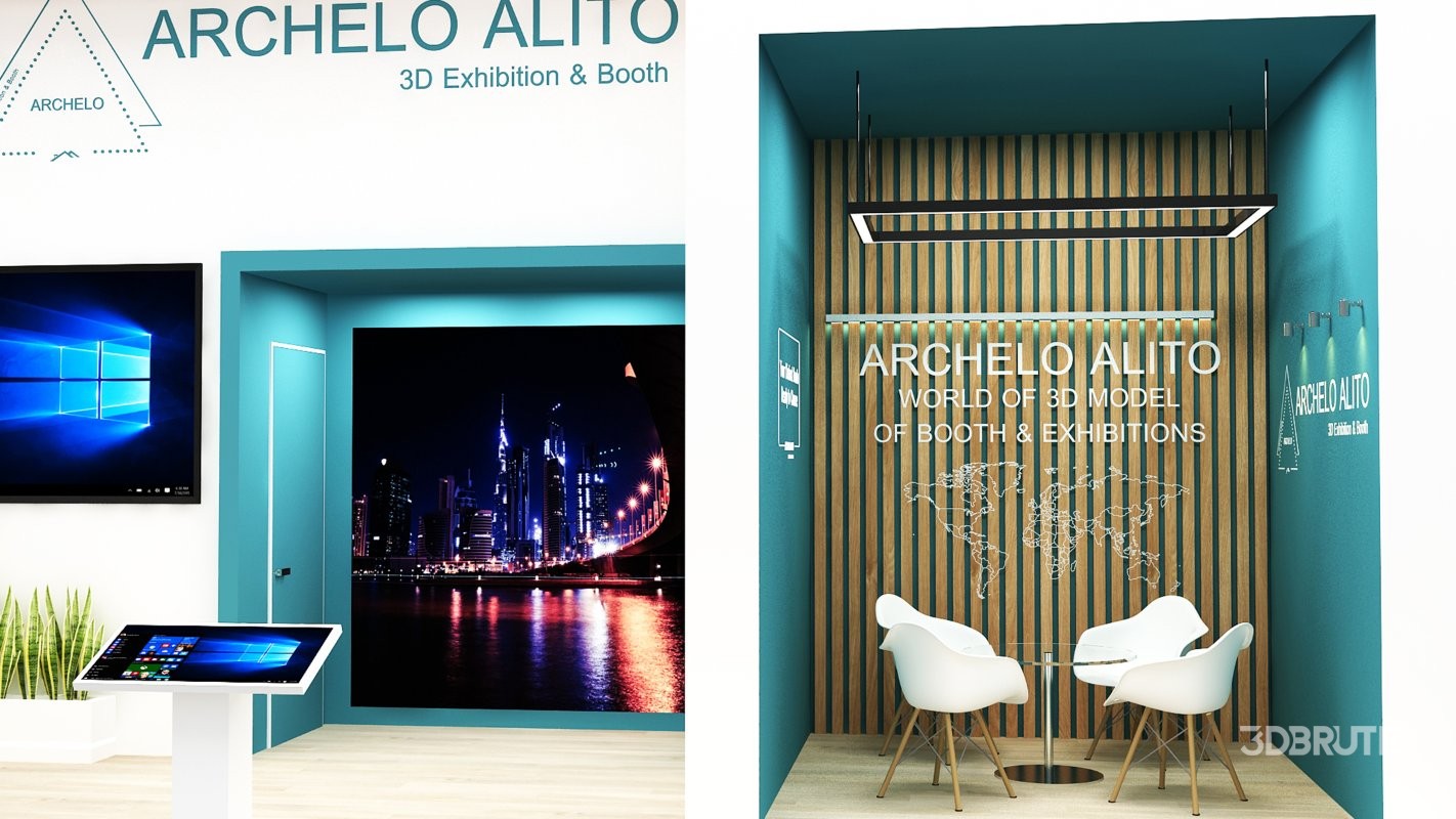 minimal exhibition booth 3d model Image 7