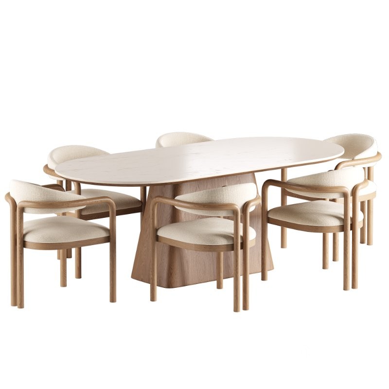 Palermo Fabric Dining Chair and Thorsten Dining Table Image 4