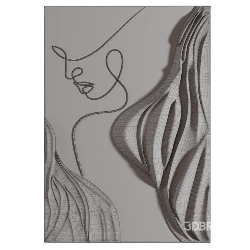 Modern Wall Art Abstract Woman Face Line Sculpture Image 1