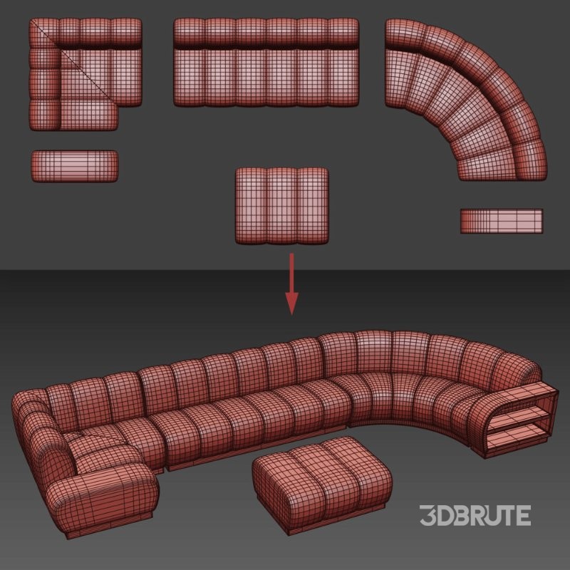 Biscuit Sectional Modular Sofa Image 5