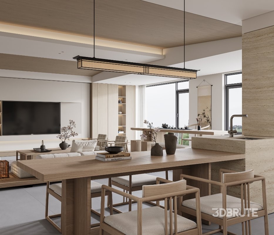 Japanese living room and dining room Image 6