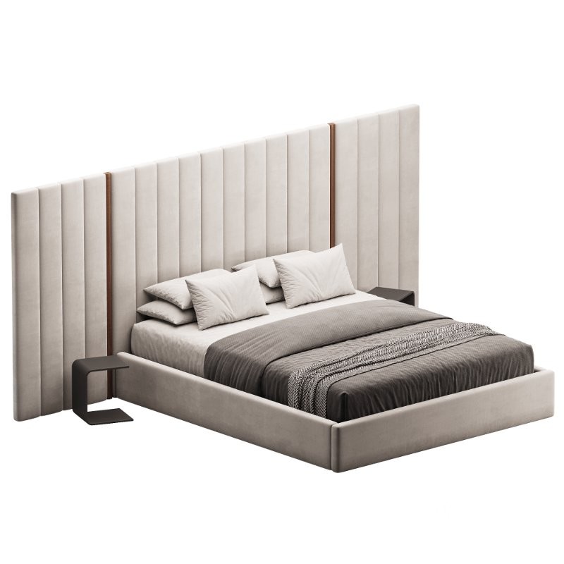 Summerton Murmur White Fabric King Bed – Toffee Brown Ash Image 2