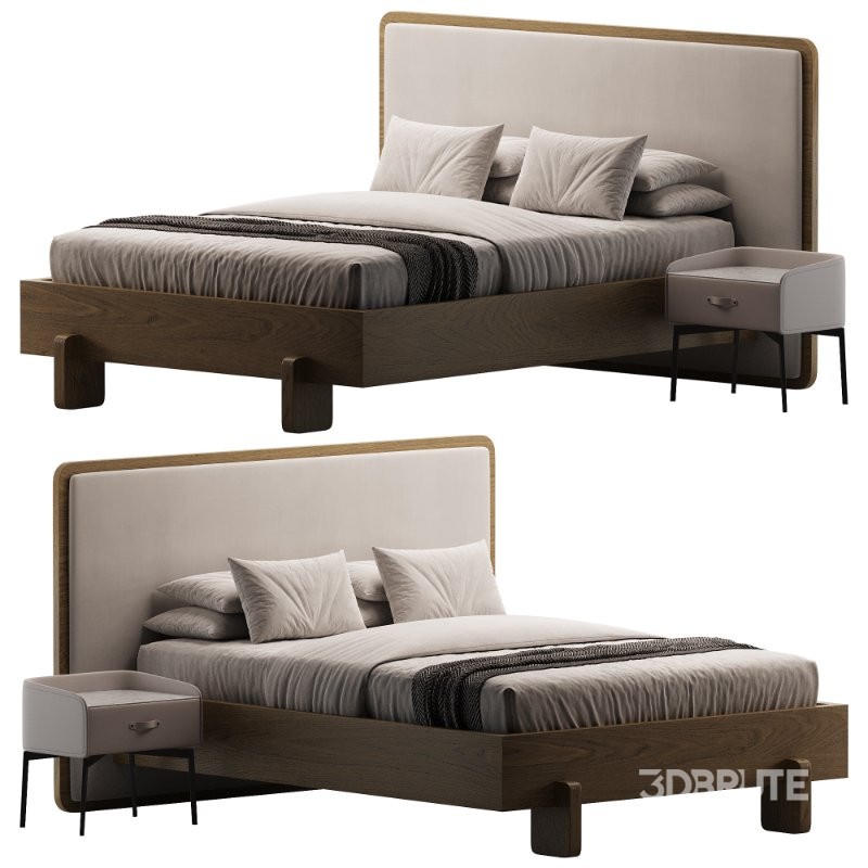 Designer bed made of solid oak Image 1