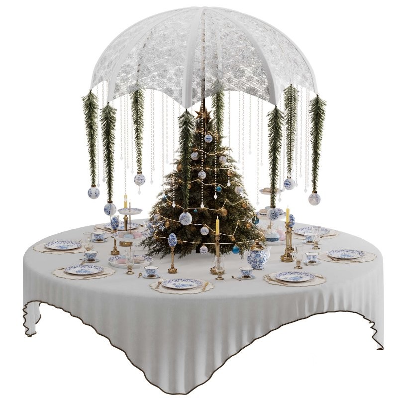 Christmas Tree Centerpiece Round Table 3D Image 2